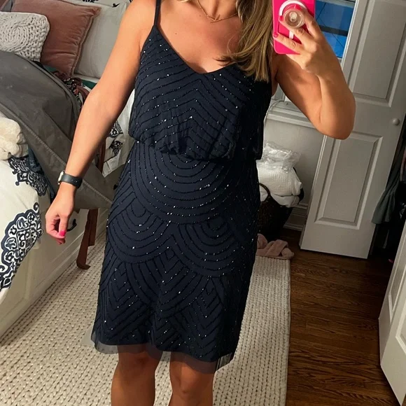 adrianna papell beaded tank dress Lara 29488